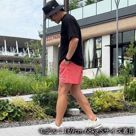 ハーフパンツ＜I'm IMANAMI Class＞ コーラル×白文字 水陸両用 2way ナイロンショーツ