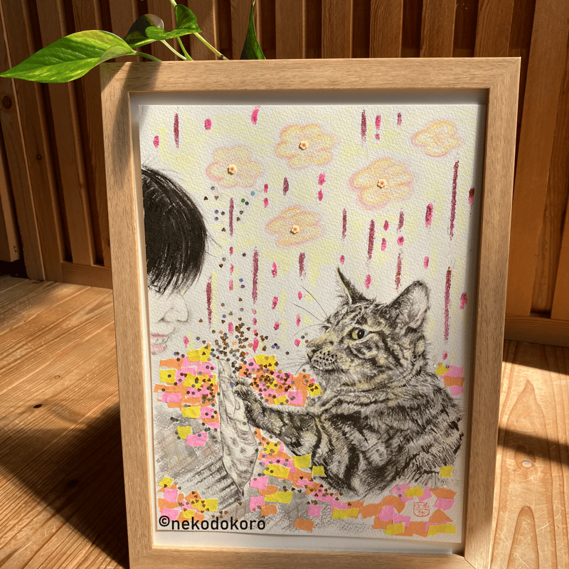 【hanako】猫　テラコッタ絵84 hanako様専用】猫 テラコッタ絵84
