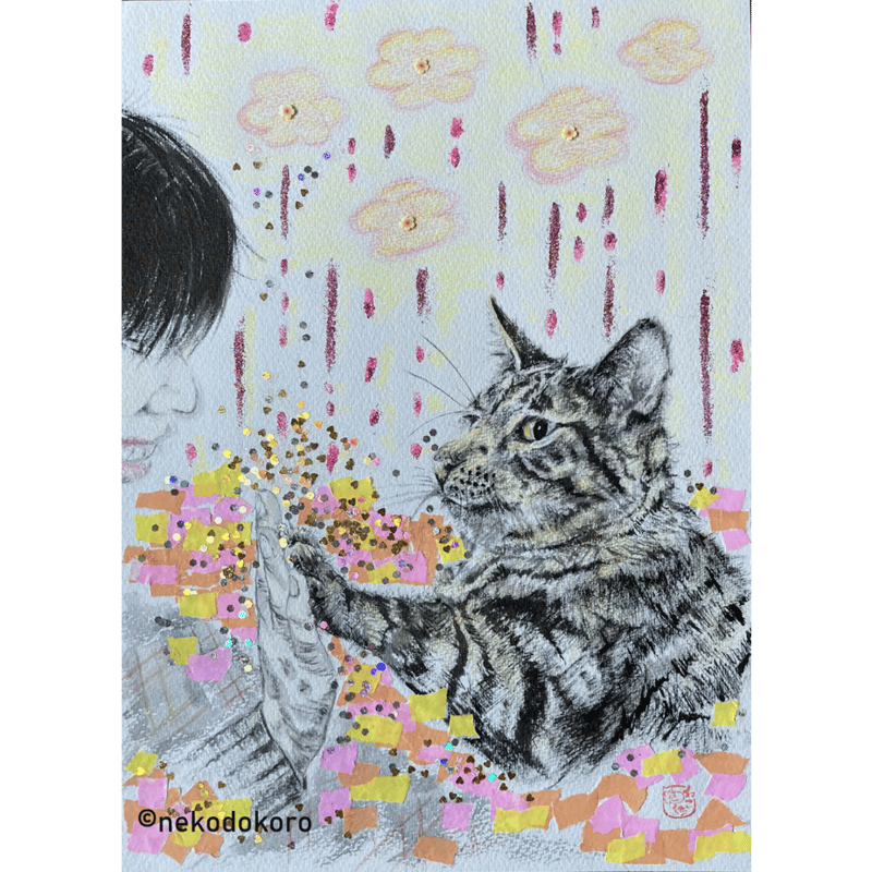猫　テラコッタ絵76 猫 テラコッタ絵76