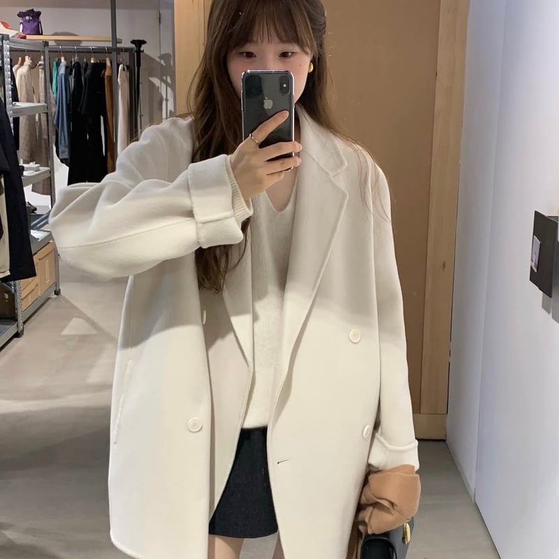 ジャケット・アウター ounce bruni double half coat ivory ounce/Bruni double half coat | be taste