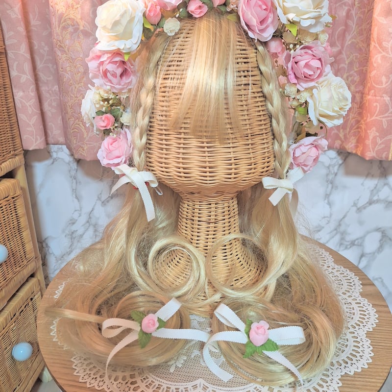 ホワイトピンクローズ】可愛い薔薇の花かんむり | モアパープル