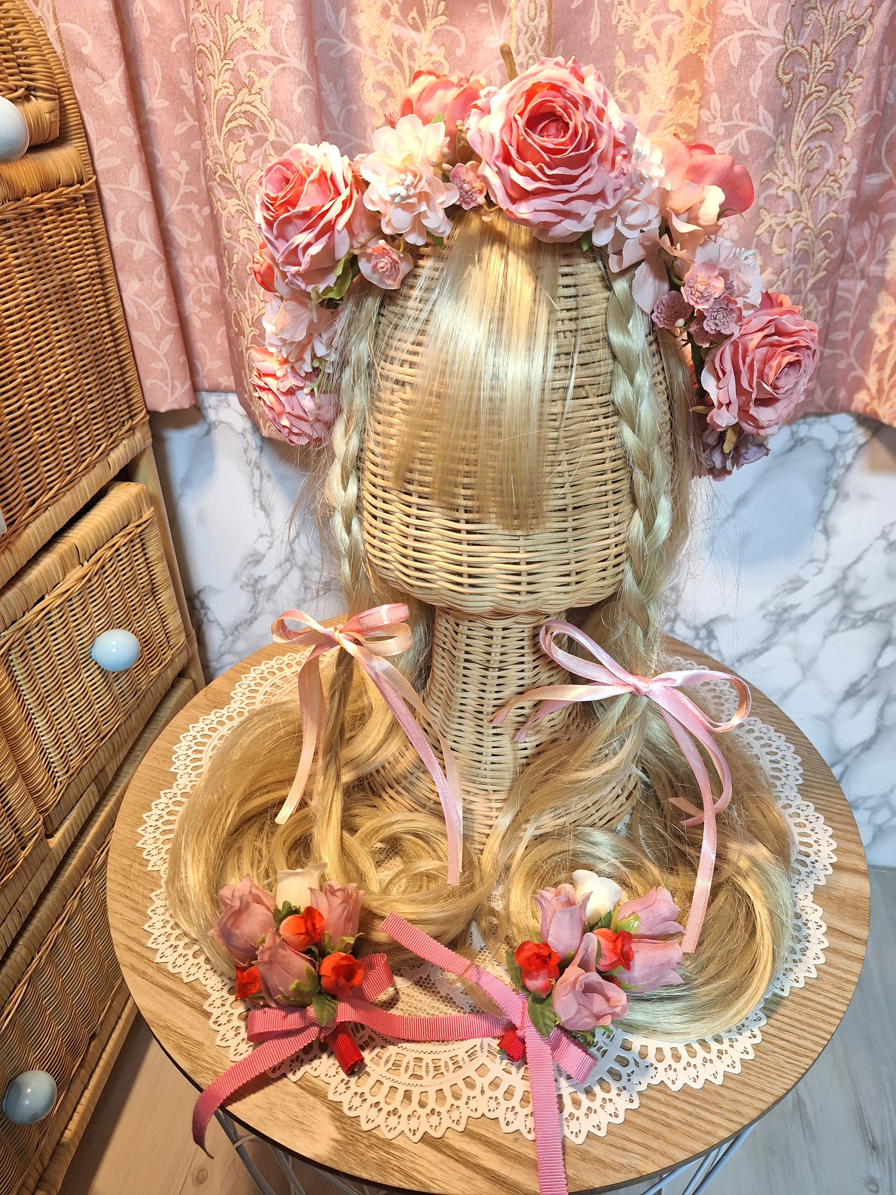 キューピッドピンク色】可愛い薔薇の花かんむり | モアパープル