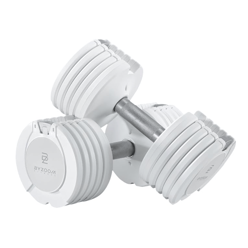 BYZOOM 可変式ダンベル PURE SERIES ホワイト 10kg × 2 byzoom 可変式ダンベル 10kg×2個 Pure Series ホワイト | トライレント