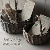 Soft Vintage Willow Basket アンティーク風ウィロー ハンドルバスケット