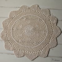 Doily flower 40 ナチュラルカラー 大判レース編みドイリー