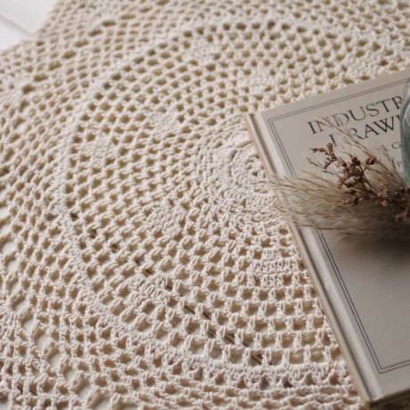 Doily flower 40 ナチュラルカラー 大判レース編みドイリー