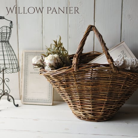 Antique Style Willow Panier アンティーク風 柳のウィローパニエ（舟形バスケット）