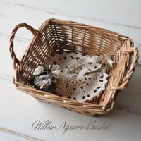 Willow Square Basket ウィロー バスケット 持ち手付き 四角 カゴ 柳 小物入れ