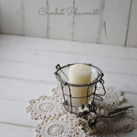 Crochet cover mini アンティーク風 クロシェ編み レースモチーフ 7連つなぎ