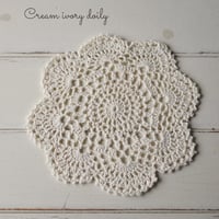 Cream ivory doily18 クリームアイボリー 手編みドイリー｜レース編み 円形