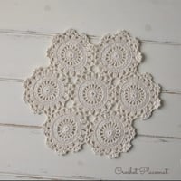 Crochet cover mini アンティーク風 クロシェ編み レースモチーフ 7連つなぎ