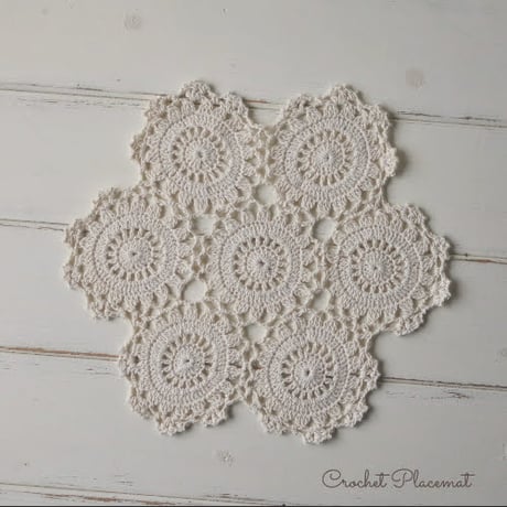 Crochet cover mini アンティーク風 クロシェ編み レースモチーフ 7連つなぎ