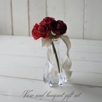 クラシックローズのミニブーケ＆フラワーベース セット Mini Bouquet & Vase Set