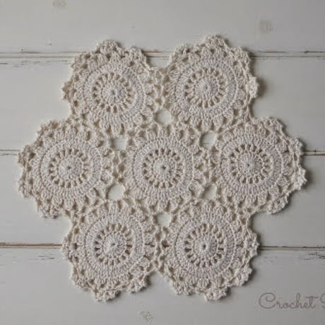 Crochet cover mini アンティーク風 クロシェ編み レースモチーフ 7連つなぎ