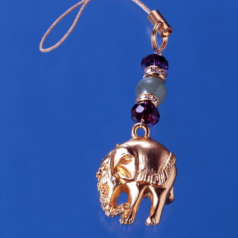 神の使い“象”の幸運ストラップ【ラッキー象・天然石ストラップ