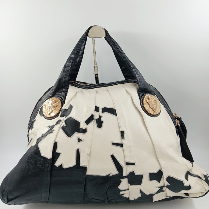 【美品】GUCCI ヒステリア シマレザー ハンドバッグ ロゴ金具 アイボリー 802500043713000-3_34fbf671-