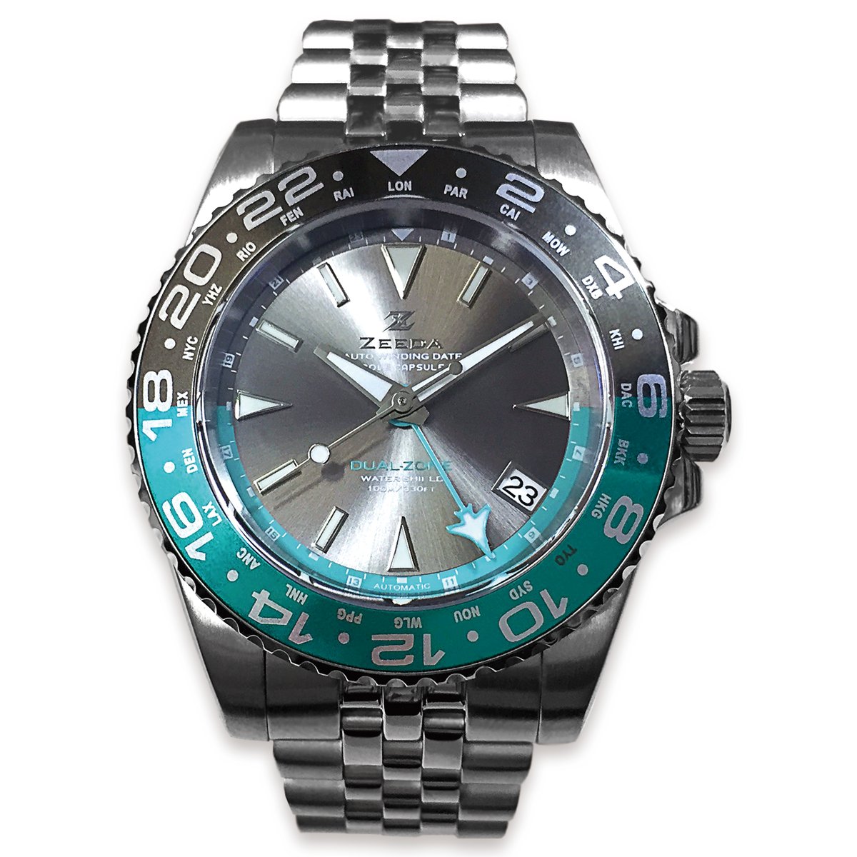 ZEEDA 腕時計 メンズ レディース 自動巻き 機械式 GMT 40mm ベゼル付き