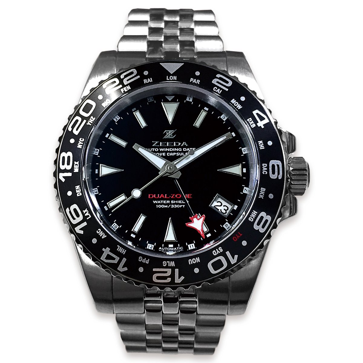 MOD時計 自動巻き ZEEDA 腕時計 メンズ レディース 自動巻き 機械式 GMT 40mm