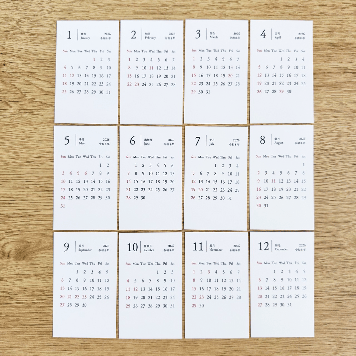 ミニカレンダー1991年 Amazon | 【10個パック】昭和レトロ 手帳サイズのカレンダー（10