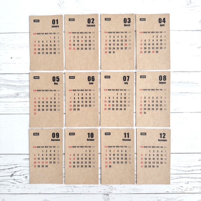 クラフト ミニカレンダー 2026 | 86 designs
