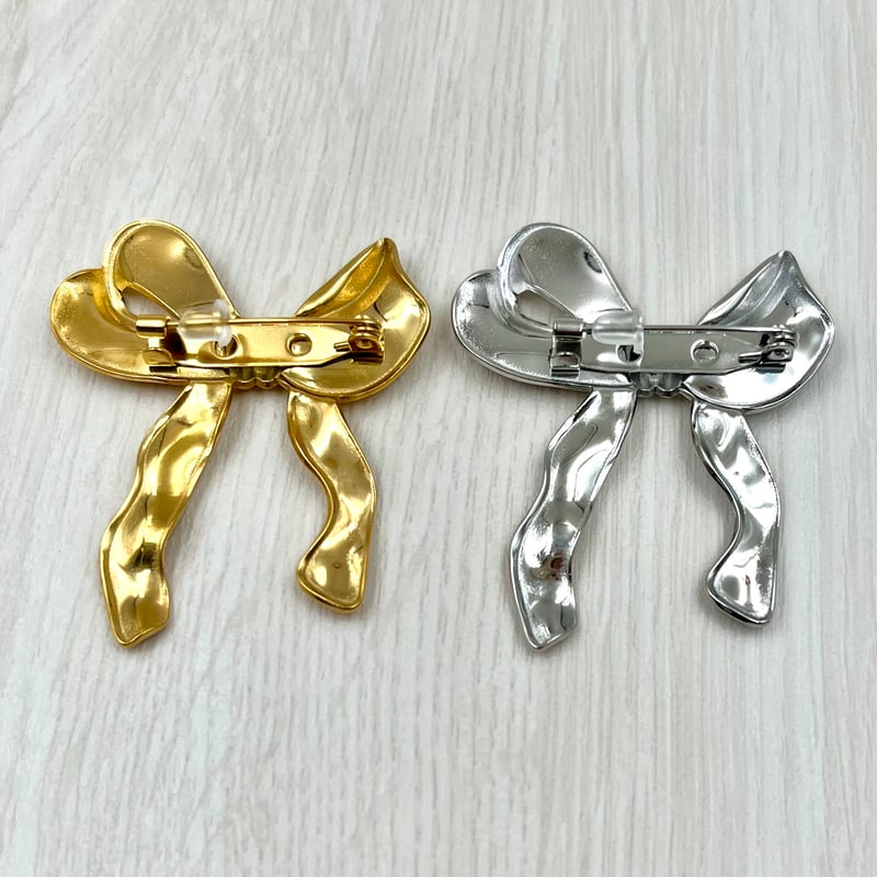 リボンのブローチ[セレクト]【金属アレルギー対応ステンレス