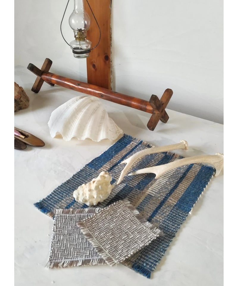 3点セット】コースター&テーブルマット【洋機/シャドーウィーブ.縦畝