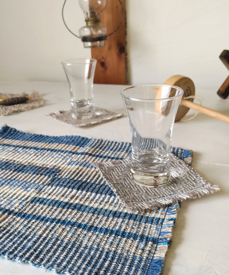 3点セット】コースター&テーブルマット【洋機/シャドーウィーブ.縦畝