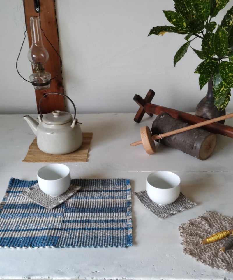 3点セット】コースター&テーブルマット【洋機/シャドーウィーブ.縦畝