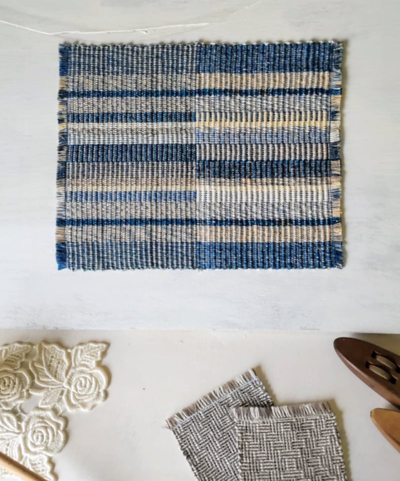 3点セット】コースター&テーブルマット【洋機/シャドーウィーブ.縦畝