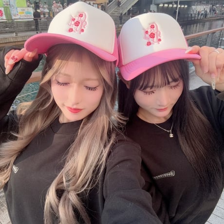 メッシュキャップ(白×ピンク)