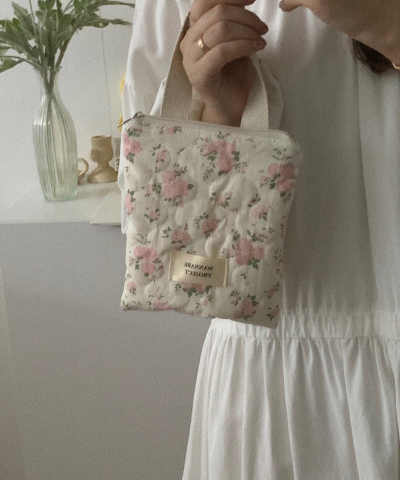 刺繍入りヌビ サイドポケット付き ショルダーバッグ ポーチ