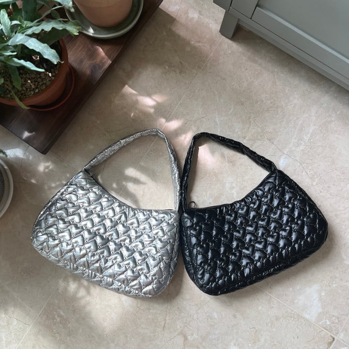 ハンドメイド2wayハートヌビバック（ファスナー付き/トートバッグ