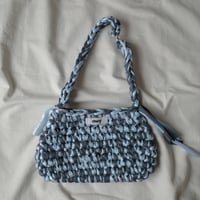 colorful hand bag -charcoal×blue-
