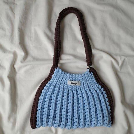 colorful hand bag -light blue×brown-