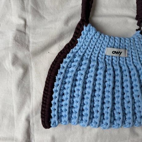 colorful hand bag -light blue×brown-
