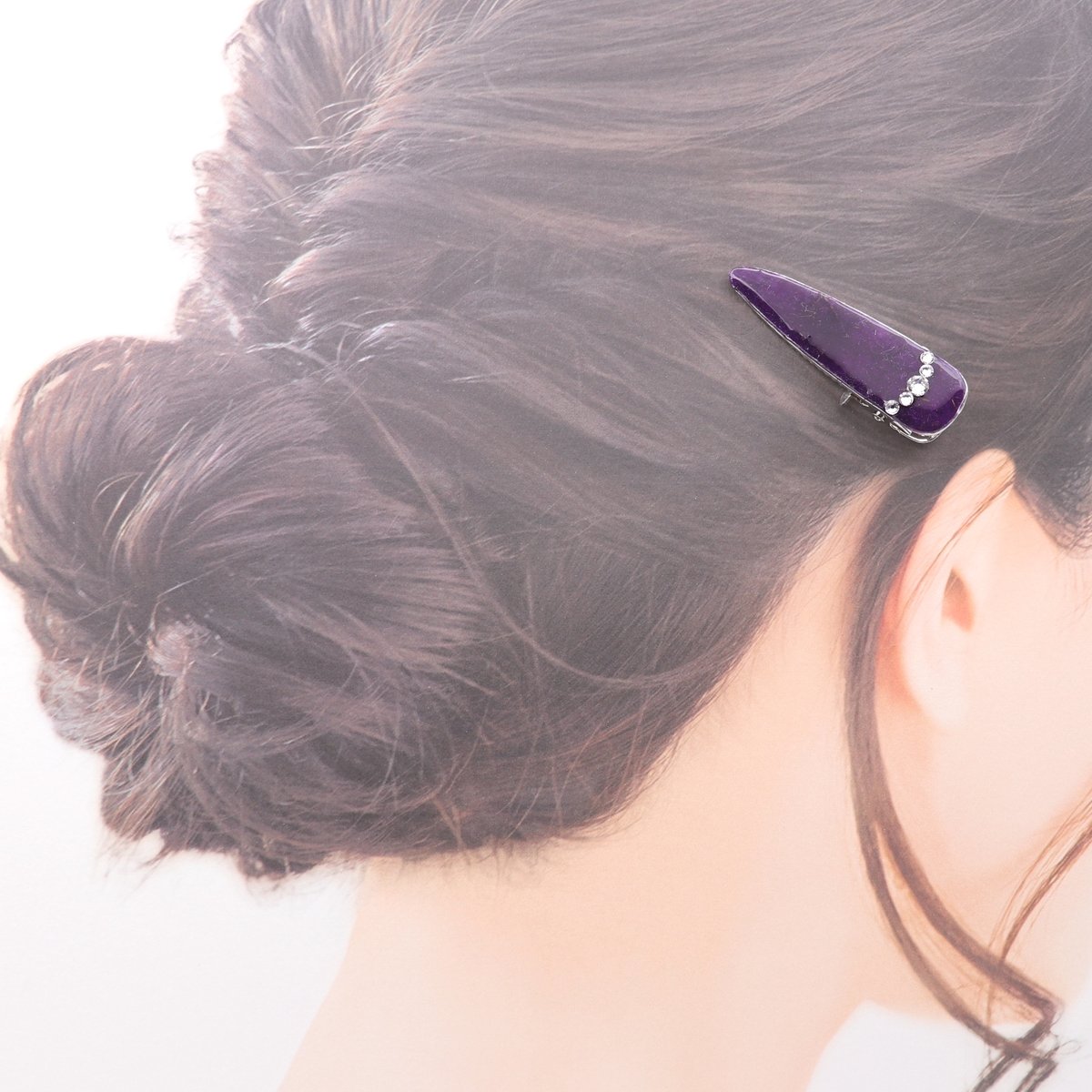 ヘアクリップ｜クリスタルガラス｜紫 | POOPOOPAPER accessory