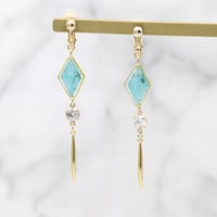 イヤリング・ピアス｜ひし形とスティック｜水色