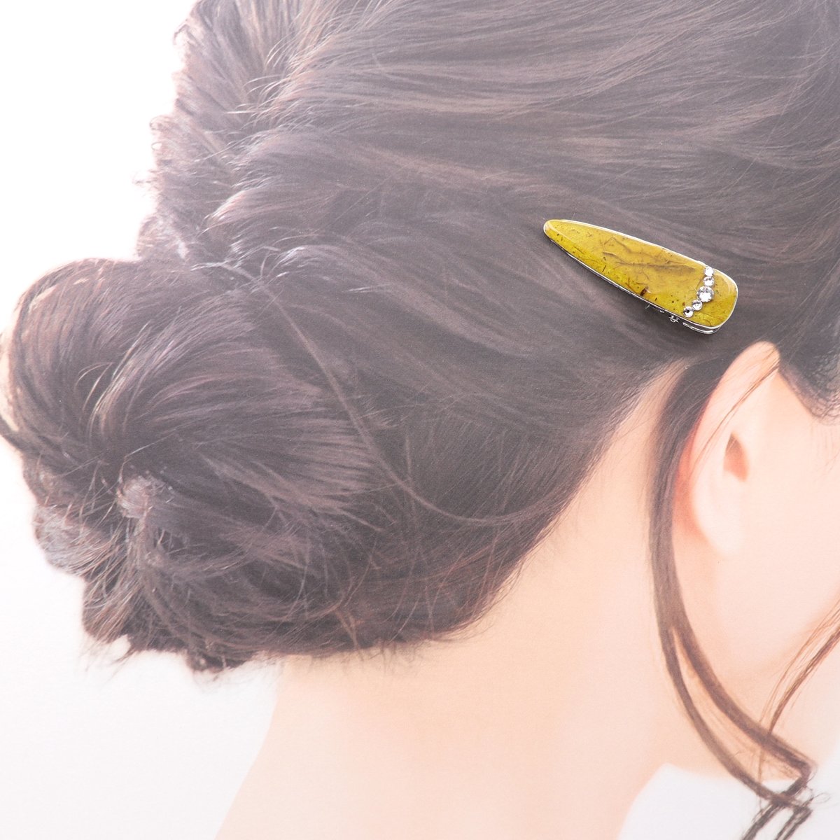 ヘアクリップ｜クリスタルガラス｜黄色 | POOPOOPAPER accessory