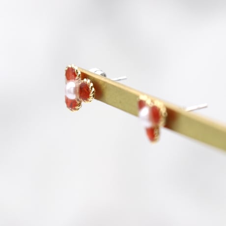 イヤリング・ピアス｜小花｜オレンジ