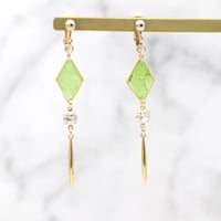 イヤリング・ピアス｜ひし形とスティック｜緑