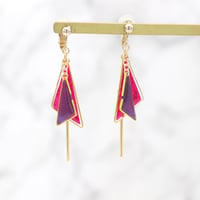 イヤリング・ピアス｜三角とスティック｜ピンク・紫