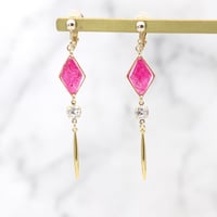 イヤリング・ピアス｜ひし形とスティック｜ピンク