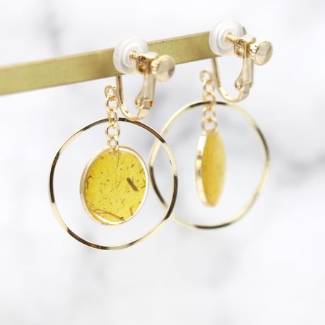 イヤリング・ピアス｜丸とフープ｜黄色