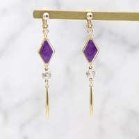 イヤリング・ピアス｜ひし形とスティック｜紫