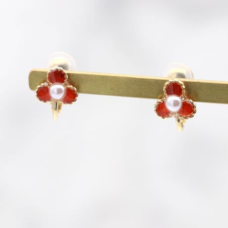 イヤリング・ピアス｜小花｜オレンジ