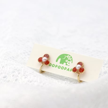 イヤリング・ピアス｜小花｜オレンジ