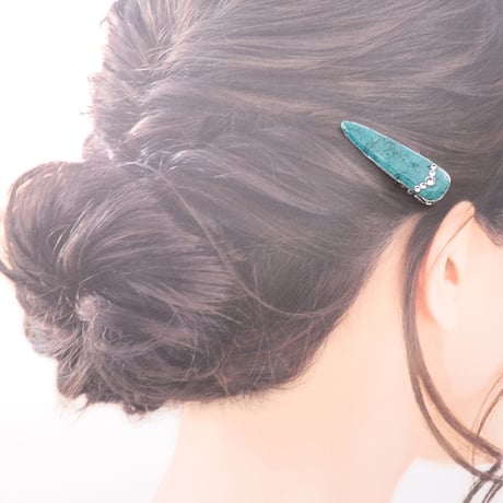 ヘアクリップ｜クリスタルガラス｜水色