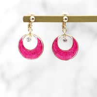 イヤリング・ピアス｜クレセントとクリスタル｜ピンク
