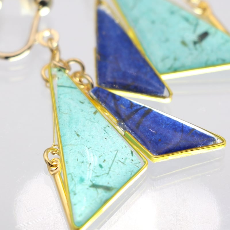 イヤリング・ピアス｜三角とスティック｜水色・青 | POOPOOPAPER