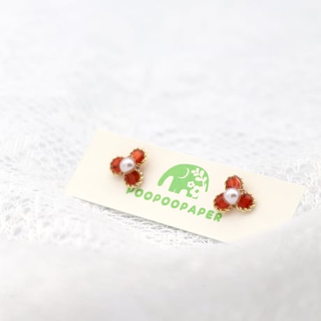 イヤリング・ピアス｜小花｜オレンジ